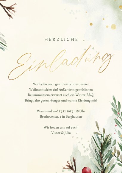Einladungskarte Weihnachtsessen Tannenzweige 3
