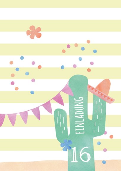 Einladungskarte zum Geburtstag Fiesta mit Kaktus 2