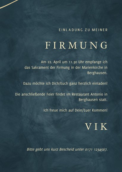 Einladungskarte zur Firmung Foto & organische Formen blau 3