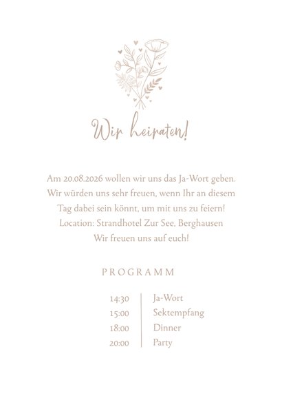 Einladungskarte zur Hochzeit altrosa Aquarell 3