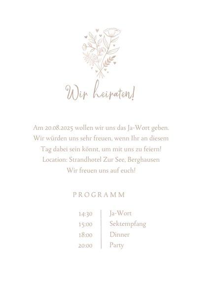 Einladungskarte zur Hochzeit altrosa Aquarell 3