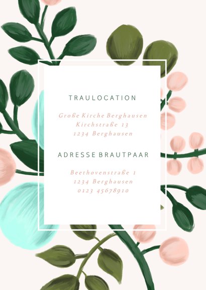 Einladungskarte zur Hochzeit Blumenzweige rosa 2