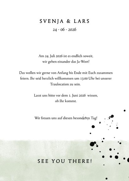 Einladungskarte zur Hochzeit im Aquarelllook mit Punkten 3