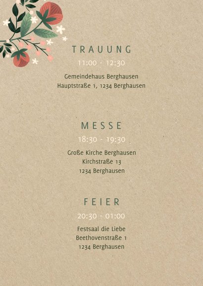 Einladungskarte zur Hochzeit im botanischen Look  2