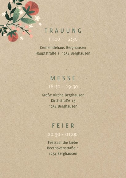 Einladungskarte zur Hochzeit im botanischen Look 2