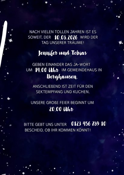Einladungskarte zur Hochzeit im Galaxy Design 3