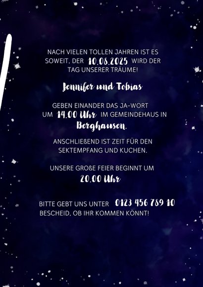 Einladungskarte zur Hochzeit im Galaxy Design 3