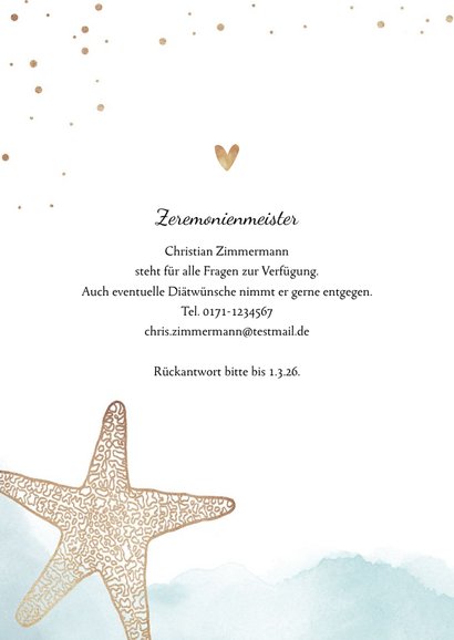 Einladungskarte zur Hochzeit mit Foto & Strandfeeling 2