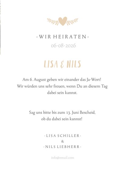 Einladungskarte zur Hochzeit mit großem Foto 3