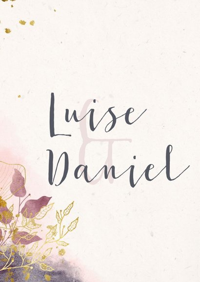 Einladungskarte zur Hochzeit mit stilvollen Blumen in rosa 2