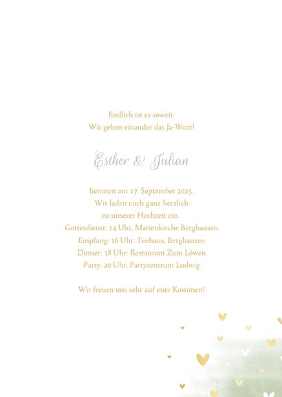 Einladungskarte zur Hochzeit Tauben und Herzen 3