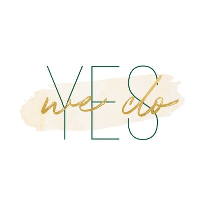 Einladungskarte zur Hochzeit 'Yes we do' im Goldlook 2