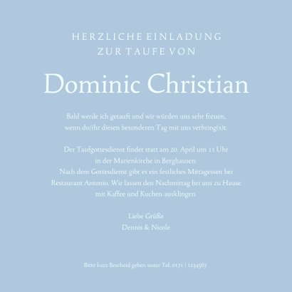 Einladungskarte zur Taufe Foto hellblaue Karos 3