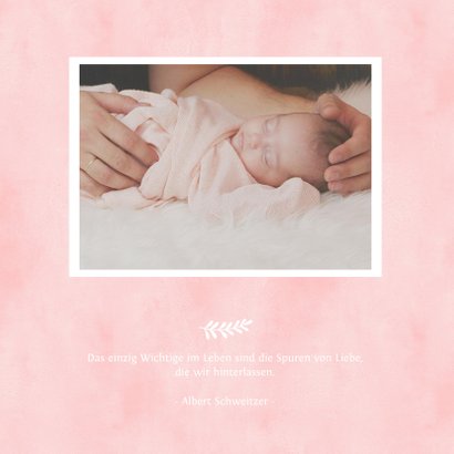 Einladungskarte zur Taufe Herz in Aquarell rosa Foto innen 2