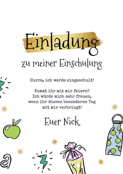 Einschulung Einladungskarte Schultasche grün & Foto 3