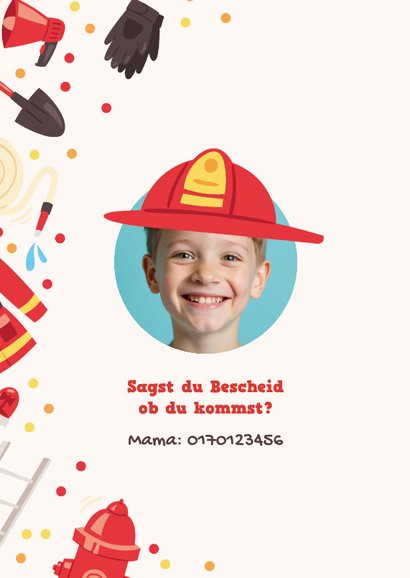 Feuerwehr Geburtstag Einladung 8 Jahre mit Foto 2