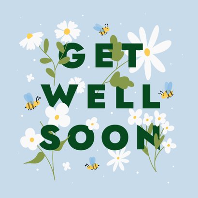 Florale Gute-Besserungskarte 'Get well soon' auf Englisch  2