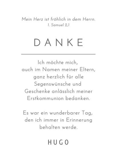 Foto-Dankeskarte Erstkommunion minimalistisch 3