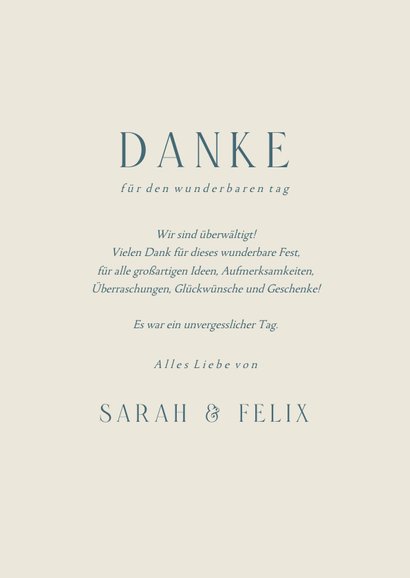 Foto-Dankeskarte Hochzeit blauer Blumenkranz klassisch 3