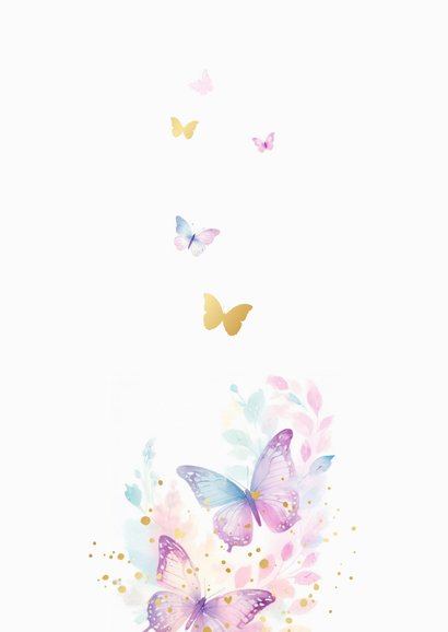 Foto-Dankeskarte Kommunion fröhliche Schmetterlinge Rückseite