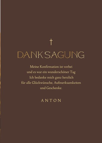 Foto-Dankeskarte Konfirmation elegante Goldschrift 3