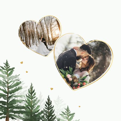 Foto-Dankeskarte Winterhochzeit Tannenbäume 2