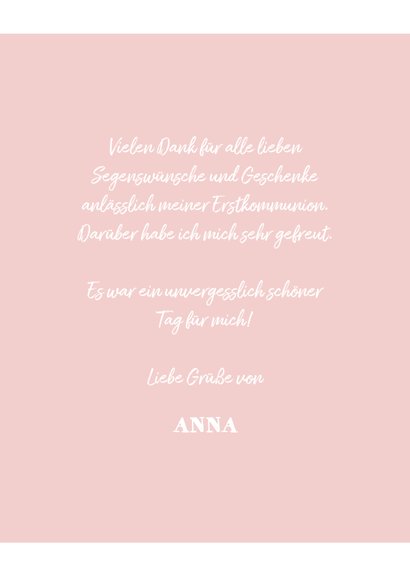 Foto-Danksagung zur Kommunion rosa Fotocollage 3