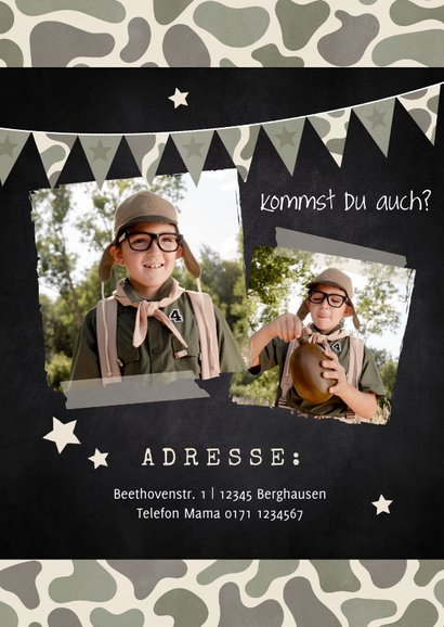 Foto-Einladung 6. Kindergeburtstag Armylook 2