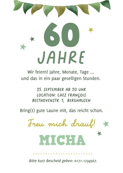 Foto-Einladung Geburtstag Grüntöne Jahre, Monate, Tage 3