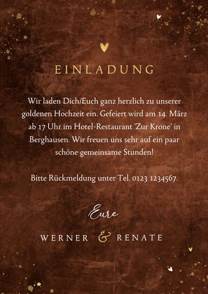 Foto-Einladung Goldene Hochzeit 50 in Goldlook 3