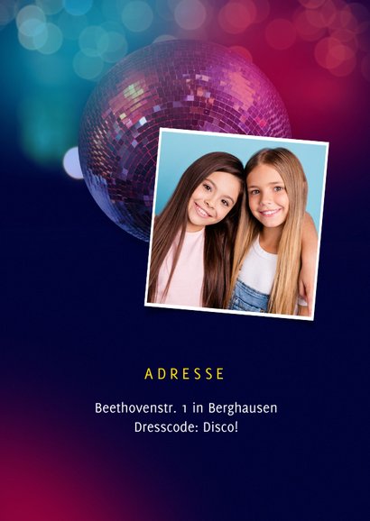 Foto-Einladung Kindergeburtstag Disco 2