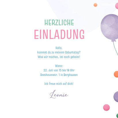 Foto-Einladung Kindergeburtstag fröhliche Luftballons 3