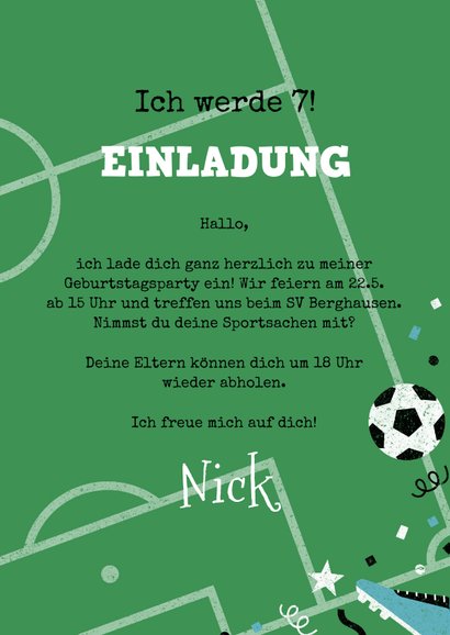 Foto-Einladung Kindergeburtstag Fußball 7 Jahre 3