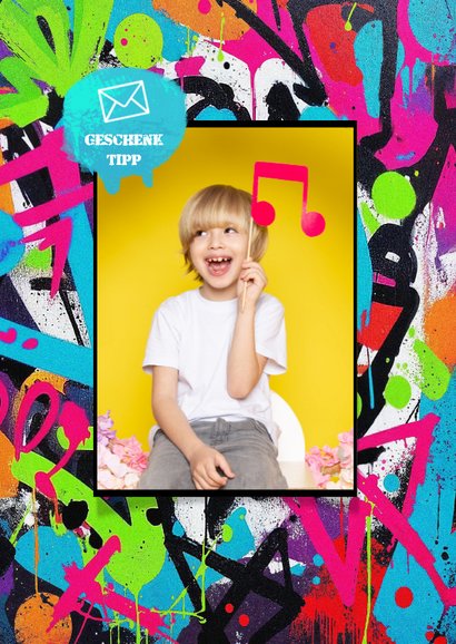 Foto-Einladung Kindergeburtstag Graffiti 2