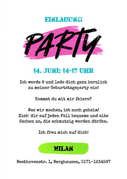 Foto-Einladung Kindergeburtstag Graffiti 3