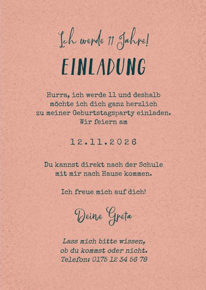 Foto-Einladung Kletterparty rosa Kindergeburtstag 3