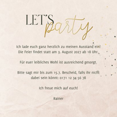 Foto-Einladung Rentenbeginn graugrün 'Let's party' 3