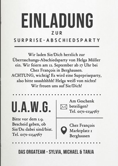 Foto-Einladung Zeitschrift Abschiedsparty 3