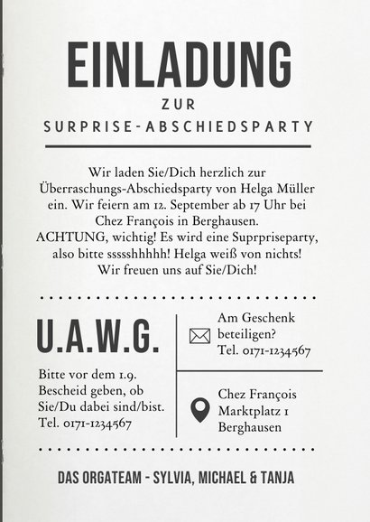 Foto-Einladung Zeitschrift Abschiedsparty 3