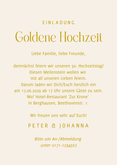 Foto-Einladung zum 50. Hochzeitsjubiläum 3
