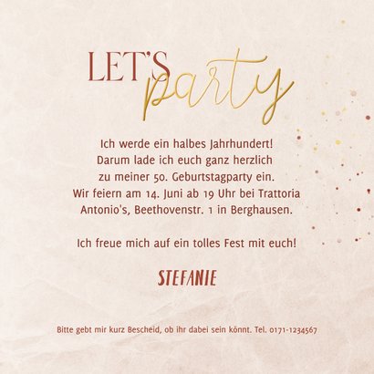Foto-Einladungskarte 50. Geburtstag Aquarell 3