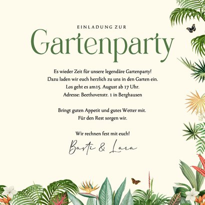 Foto-Einladungskarte Gartenparty tropische Pflanzen 3