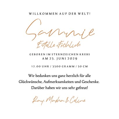 Foto Geburtskarte Sternzeichen Krebs Goldsternchen 3