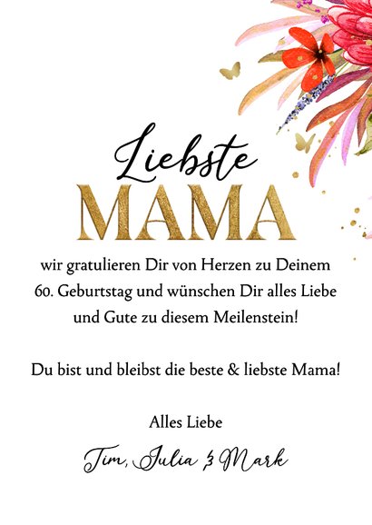 Foto-Geburtstagskarte 'Allerliebste Mama' Blumenstrauß 3