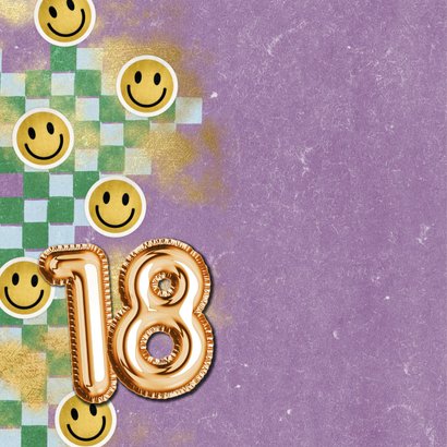 Foto-Glückwunschkarte 18. Geburtstag Smileys & goldene 18 2