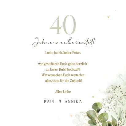Foto-Glückwunschkarte zum 40. Hochzeitsjubiläum 3