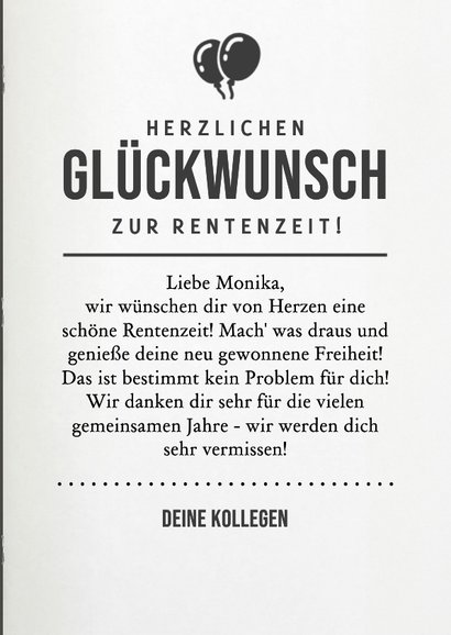 Foto Glückwunschkarte zur Rente Frauen-Zeitschrift 3