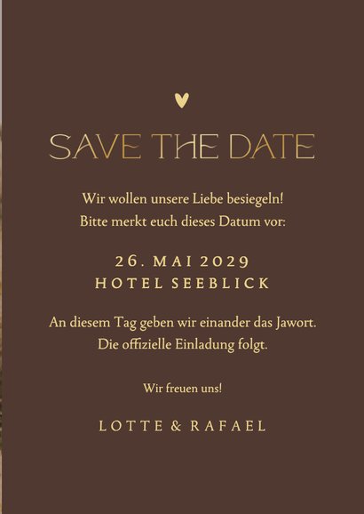 Foto-Hochzeitskarte Save-the-Date Goldschrift 3