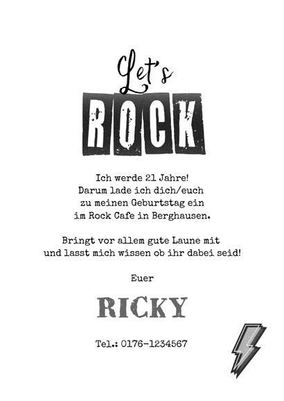 Foto-Karte Geburtstagseinladung Rock Musik Gitarre 3