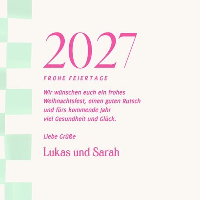 Foto-Karte Weihnachtsgrüße 'Frohe Feiertage' grün-kariert 3